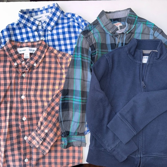 OLD NAVY CAT JACK Boys 6-7 4pc Bundle Long Sleeve Button Up Zip Up Shirts V7 - Picture 1 of 9